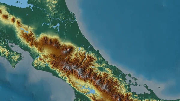 コスタリカ共和国の州 湖や川と色の救済 形状は その国の領域に対して概説 3Dレンダリング — ストック写真