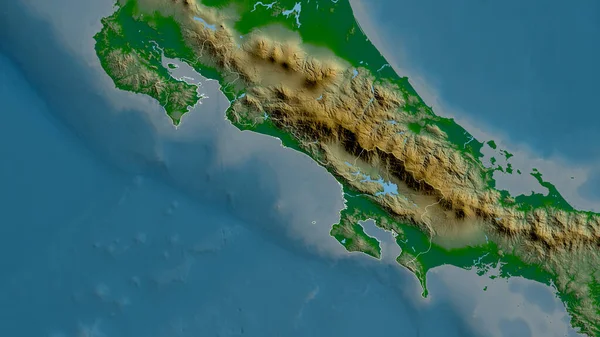 Puntarenas Provincie Costa Rica Gekleurde Schaduwgegevens Met Meren Rivieren Vorm — Stockfoto