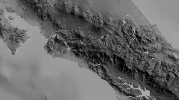 コスタリカのサンノゼ州 湖や川とグレースケールの地図 形状は その国の領域に対して概説 3Dレンダリング — ストック写真