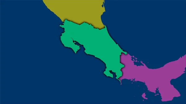 Área Costa Rica Mapa Divisões Administrativas Projeção Estereográfica Composição Bruta — Fotografia de Stock