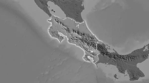Área Costa Rica Mapa Elevación Bilevel Proyección Estereográfica Composición Cruda — Foto de Stock