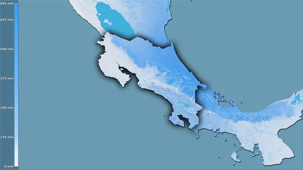 Precipitação Quarto Mais Seco Dentro Área Costa Rica Projeção Estereográfica — Fotografia de Stock