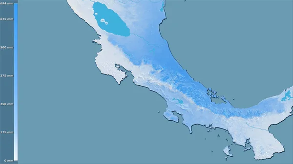 Precipitação Quarto Mais Seco Dentro Área Costa Rica Projeção Estereográfica — Fotografia de Stock