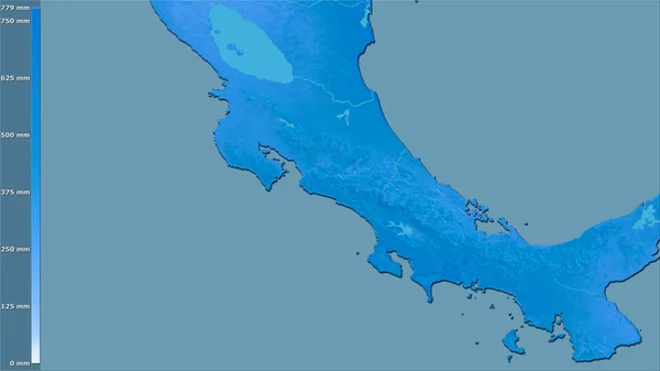 Précipitation Mois Humide Dans Région Costa Rica Dans Projection Stéréographique — Photo