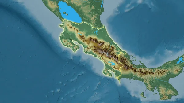 Área Costa Rica Mapa Relevo Topográfico Projeção Estereográfica Composição Bruta — Fotografia de Stock