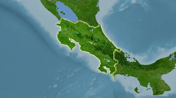 Obszar Kostaryki Mapie Satelitarnej Projekcji Stereograficznej Surowa Kompozycja Warstw Rastrowych — Zdjęcie stockowe