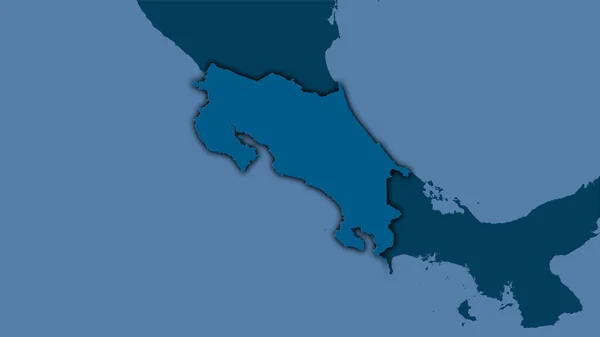 Costa Rica Terület Szilárd Térképen Sztereográfiai Vetítés Nyers Összetétele Raszter — Stock Fotó