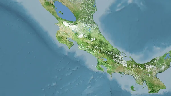 Gebied Van Costa Rica Satelliet Kaart Stereografische Projectie Ruwe Samenstelling — Stockfoto