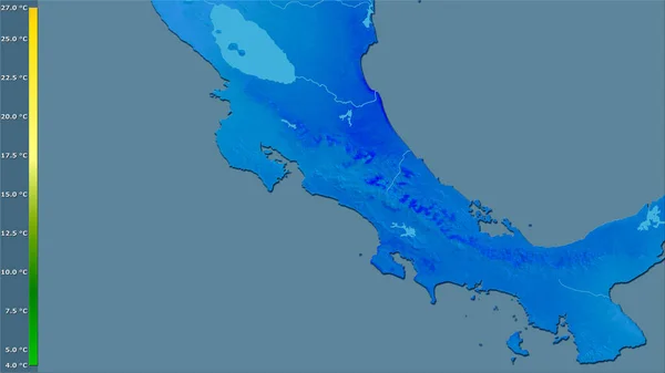 Átlagos Hőmérséklete Leghidegebb Negyedévben Costa Rica Területen Sztereográfiai Vetítés Legenda — Stock Fotó