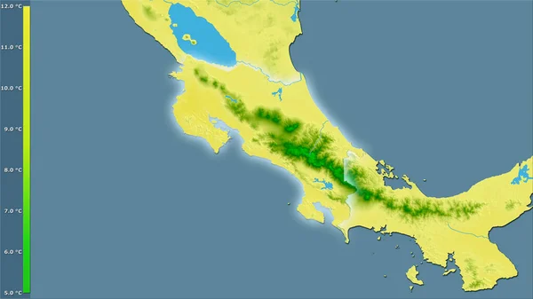 Μέση Ημερήσια Διακύμανση Θερμοκρασίας Εντός Της Περιοχής Της Κόστα Ρίκα — Φωτογραφία Αρχείου