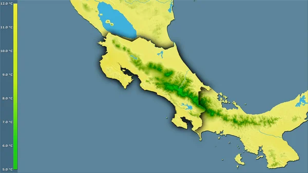 Variation Moyenne Température Diurne Dans Région Costa Rica Dans Projection — Photo