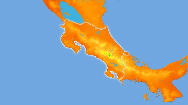Costa Rica Terület Éves Hőmérsékleti Térképen Sztereográfiai Vetítés Nyers Összetétele — Stock Fotó