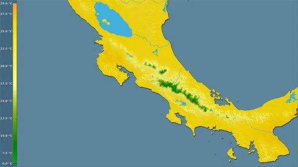 Température Moyenne Quartier Chaud Région Costa Rica Dans Projection Stéréographique — Photo