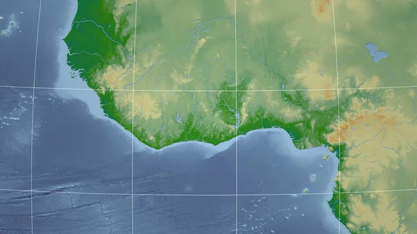 Costa Marfim Bairro Perspectiva Distante Sem Contorno Cor Mapa Físico — Fotografia de Stock