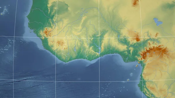 Côte Ivoire Quartier Perspective Lointaine Avec Contour Pays Carte Topographique — Photo