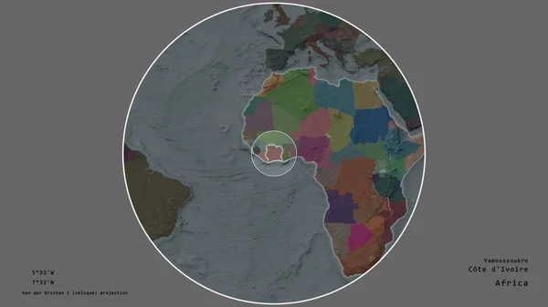 Área Costa Marfim Marcada Com Círculo Mapa Grande Escala Continente — Fotografia de Stock