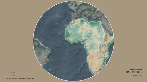 Área Costa Marfil Centrada Círculo Que Rodea Continente Sobre Fondo — Foto de Stock
