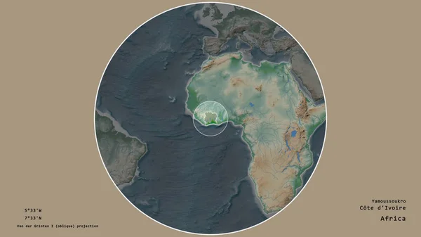Zona Costa Marfil Marcada Con Círculo Mapa Gran Escala Del — Foto de Stock