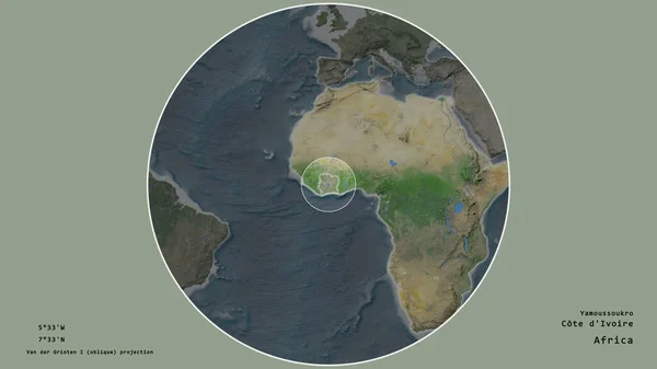 Gebiet Der Elfenbeinküste Mit Einem Kreis Auf Der Großformatigen Landkarte — Stockfoto