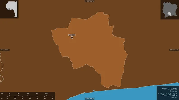 Dżibua Dzielnica Wybrzeża Kości Słoniowej Wzorowane Bryły Jeziorami Rzekami Kształt — Zdjęcie stockowe
