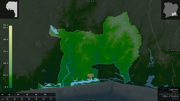 Lagunes Elefántcsontparti Körzet Színes Árnyalatok Tavakkal Folyókkal Alakzat Tájékoztató Jellegű — Stock Fotó