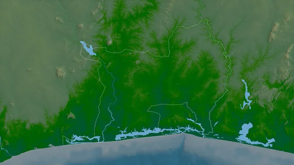 Lagunes District Van Ivoorkust Gekleurde Schaduwgegevens Met Meren Rivieren Vorm — Stockfoto