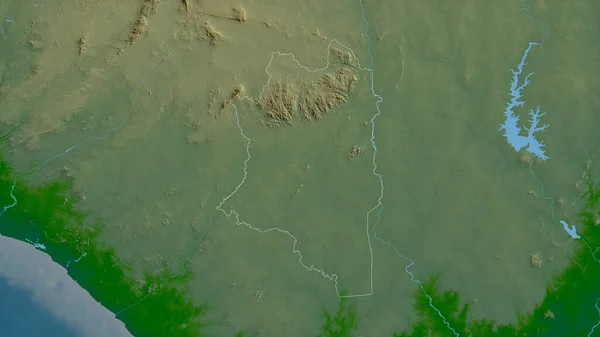 Montagnes District Van Ivoorkust Gekleurde Schaduwgegevens Met Meren Rivieren Vorm — Stockfoto