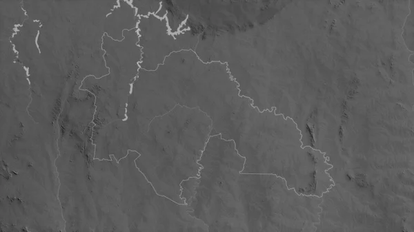 Savanes District Van Ivoorkust Grijze Kaart Met Meren Rivieren Vorm — Stockfoto