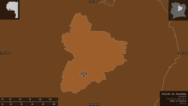 Валле Бандама Район Кот Ивуар Твердые Пятна Озерами Реками Форма — стоковое фото