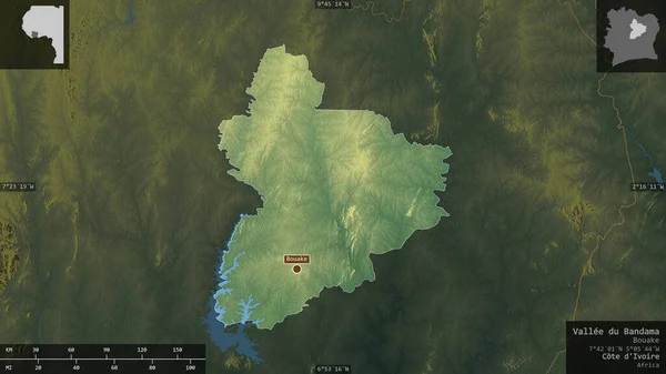Valle Bandama Norsunluurannikon Alue Värillinen Helpotus Järviä Jokia Muoto Esitetään — kuvapankkivalokuva
