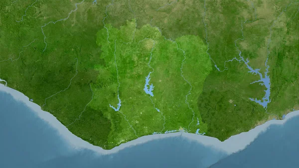Gebied Van Ivoorkust Kaart Van Satelliet Stereografische Projectie Ruwe Samenstelling — Stockfoto