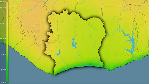 Μέση Ημερήσια Διακύμανση Θερμοκρασίας Εντός Της Περιοχής Cote Divoire Στη — Φωτογραφία Αρχείου