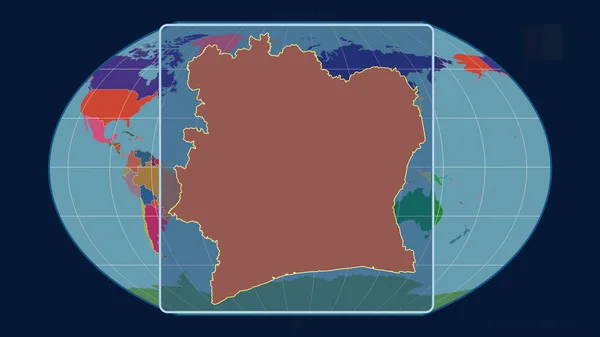 아이보리 코스트 Ivory Coast 윤곽은 카브라 Kavrayskiy 영도에서의 지도에 선으로 — 스톡 사진