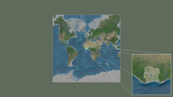 Expanded Enlarged Area Ivory Coast Extracted Large Scale Map World — Stock Photo, Image