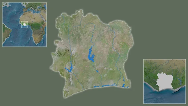 Primer Plano Costa Marfil Ubicación Región Centro Mapa Mundial Gran — Foto de Stock