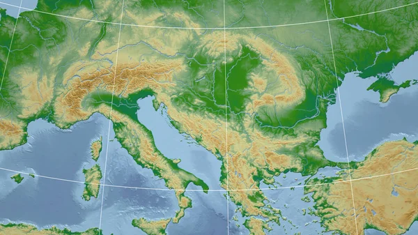 Croazia Quartiere Prospettiva Lontana Senza Contorno Mappa Fisica Colori — Foto Stock