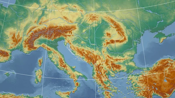 Croacia Barrio Perspectiva Distante Con Contorno Del País Mapa Topográfico —  Fotos de Stock