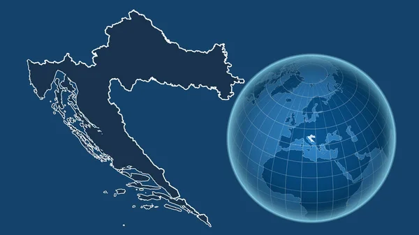 Croacia Globo Con Forma Del País Contra Mapa Ampliado Con —  Fotos de Stock