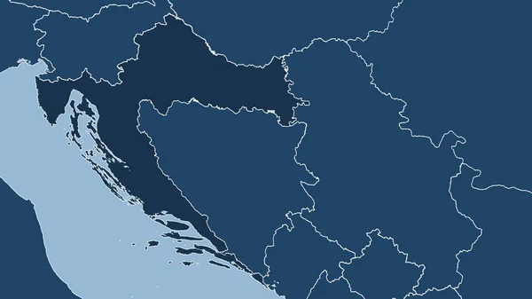 Chorwacja Zbliżenie Perspektywy Kraju Bez Zarysu Tylko Kształty Maska Lądowa — Zdjęcie stockowe