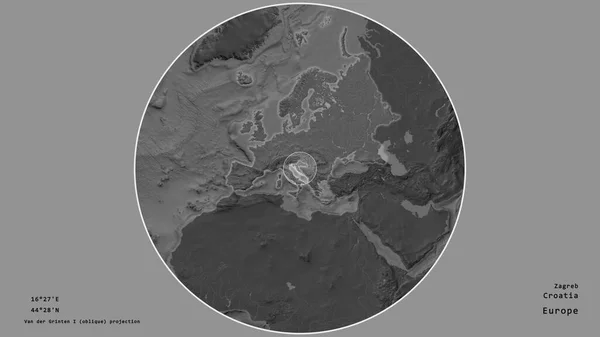 Área Croácia Marcada Com Círculo Mapa Grande Escala Continente Isolado — Fotografia de Stock