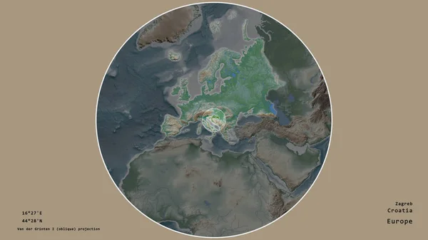 Zona Croacia Marcada Con Círculo Mapa Gran Escala Del Continente — Foto de Stock