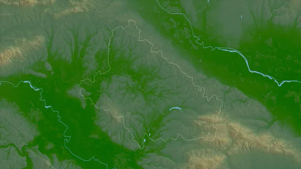 クロアチアの郡Bbelovarska Bilogorska 湖や川と色シェーダーデータ 形状は その国の領域に対して概説 3Dレンダリング — ストック写真