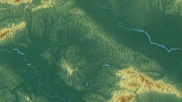 クロアチアの郡Bbelovarska Bilogorska 湖や川と色の救済 形状は その国の領域に対して概説 3Dレンダリング — ストック写真