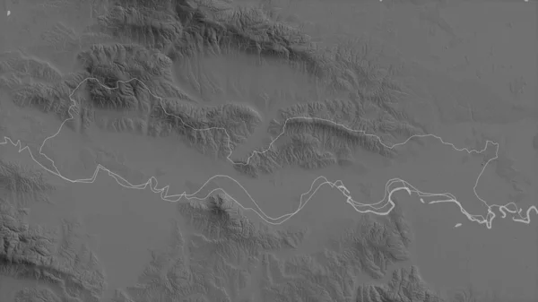クロアチアの郡Brodsko Posavska 湖や川とグレースケールの地図 形状は その国の領域に対して概説 3Dレンダリング — ストック写真