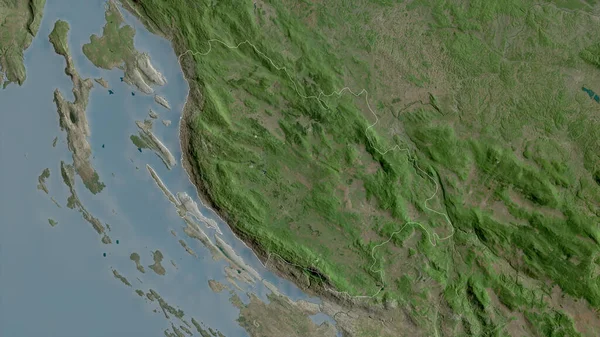 Licko Senjska 克罗地亚县 卫星图像 形状与它的国家相对应 3D渲染 — 图库照片