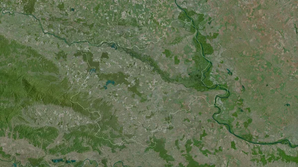オジェコ バランスカ クロアチアの郡 衛星画像 形状は その国の領域に対して概説 3Dレンダリング — ストック写真