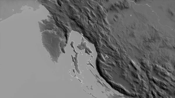 クロアチアの郡 プリモルスコゴランスカ 湖や川とグレースケールの地図 形状は その国の領域に対して概説 3Dレンダリング — ストック写真