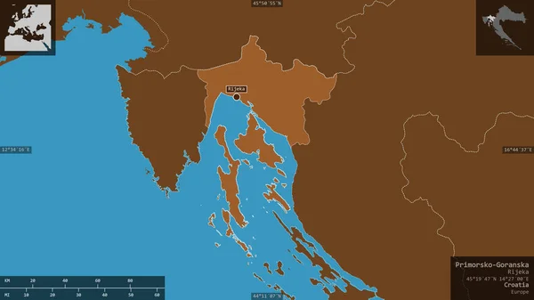 Приморсько Горанська Округ Хорватії Прилаштовані Водойми Озерами Річками Форма Представлена — стокове фото