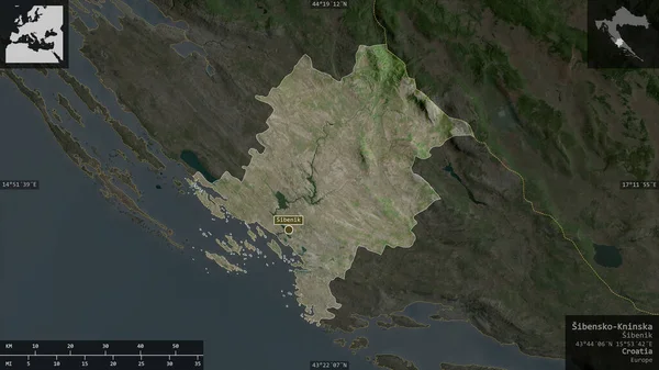 Сібенско Кінська Округ Хорватії Супутникові Знімки Форма Представлена Проти Своєї — стокове фото