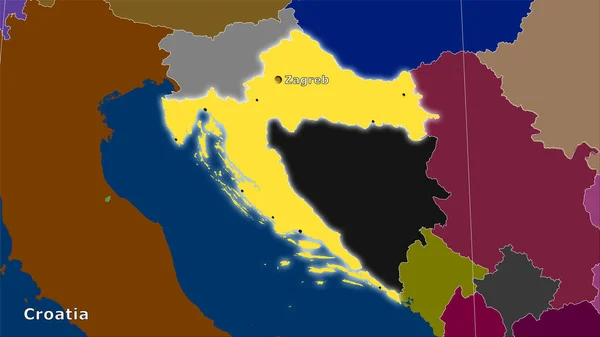 Croacia Mapa Divisiones Administrativas Proyección Estereográfica Composición Principal — Foto de Stock